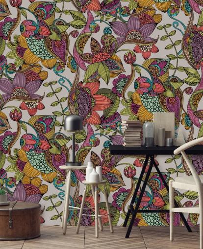 doodle floral papel de parede colorido doodle floral papel de parede colorido