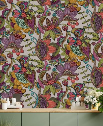 doodle floral colourful wallpaper doodle floral colourful wallpaper