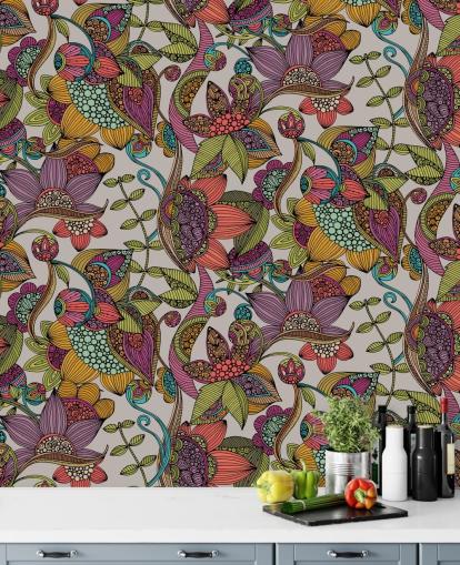 papel pintado colorido floral doodle papel pintado colorido floral doodle