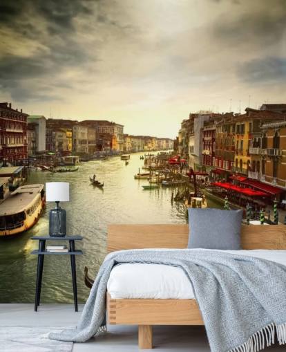 venetian canal and gondolas wallpaper