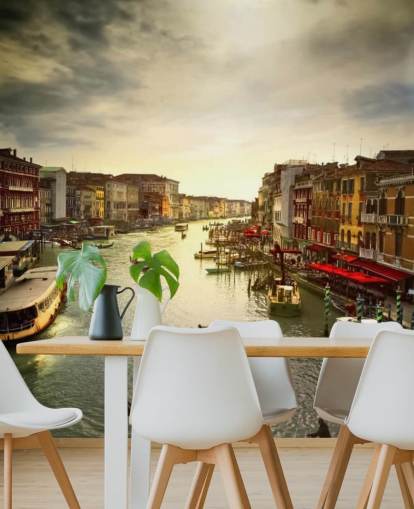 venetian canal and gondolas wallpaper