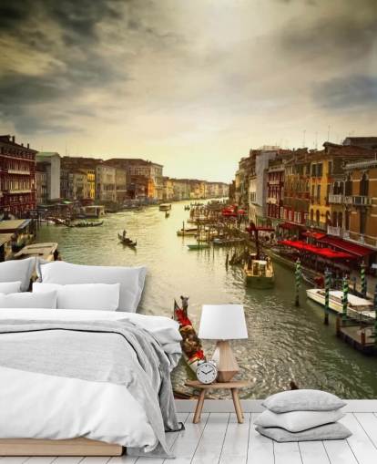 papel de parede do canal veneziano e gôndolas