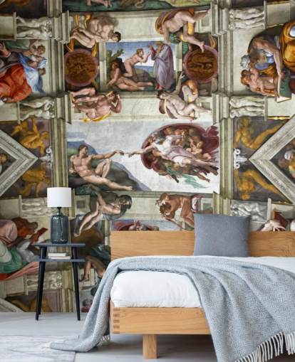 mural de papel de parede de belas artes personalizado chamado Capela Sistina de Roma para tetos de quartos 