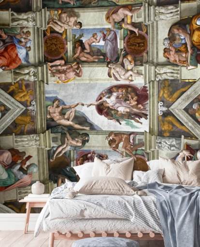 carta da parati artistica personalizzata chiamata Cappella Sistina di Roma per i soffitti delle camere da letto 