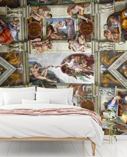 mural de papel pintado personalizado de bellas artes llamado Capilla Sixtina de Roma para techos de dormitorios 