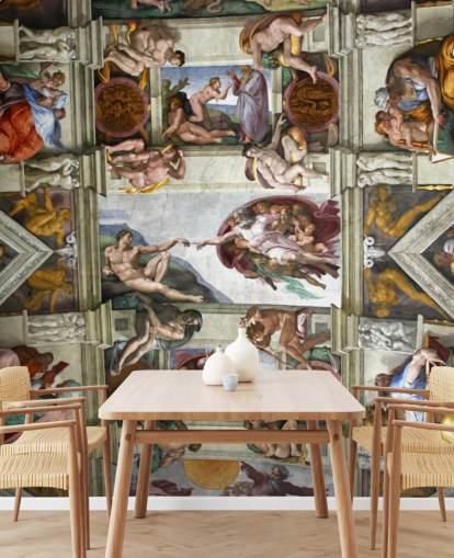 mural de papel pintado personalizado de bellas artes llamado Capilla Sixtina de Roma para techos de dormitorios 