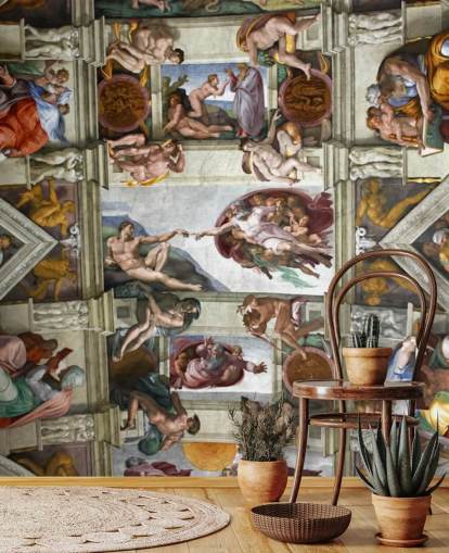 custom fine art wallpaper mural called Rome's Sistine Chapel for bedroom ceilings 