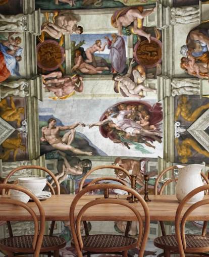 tilpasset kunsttapet veggmaleri kalt Romas sixtinske kapell for soveromstak tilpasset kunsttapet veggmaleri kalt Romas sixtinske kapell for soveromstak