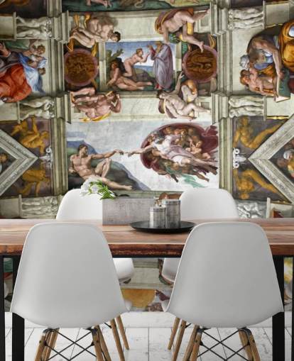 mural de papel pintado personalizado de bellas artes llamado Capilla Sixtina de Roma para techos de dormitorios 