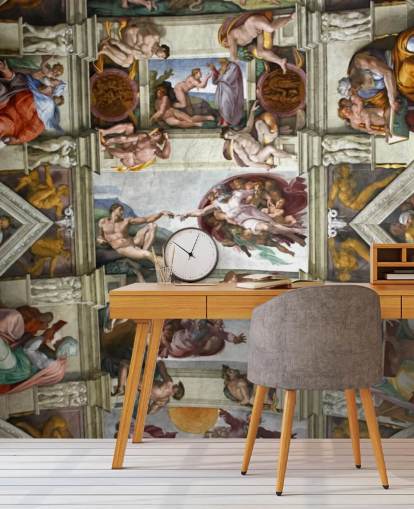 mural de papel pintado personalizado de bellas artes llamado Capilla Sixtina de Roma para techos de dormitorios 