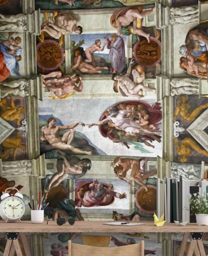 custom fine art wallpaper mural called Rome's Sistine Chapel for bedroom ceilings 