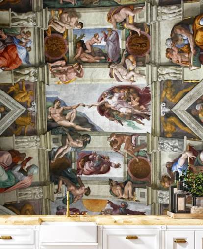 mural de papel pintado personalizado de bellas artes llamado Capilla Sixtina de Roma para techos de dormitorios 