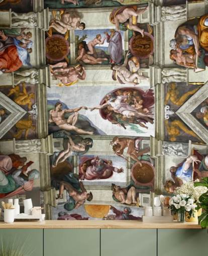 mural de papel pintado personalizado de bellas artes llamado Capilla Sixtina de Roma para techos de dormitorios mural de papel pintado personalizado de bellas artes llamado Capilla Sixtina de Roma para techos de dormitorios