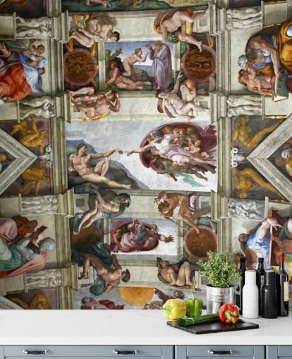 mural de papel pintado personalizado de bellas artes llamado Capilla Sixtina de Roma para techos de dormitorios 
