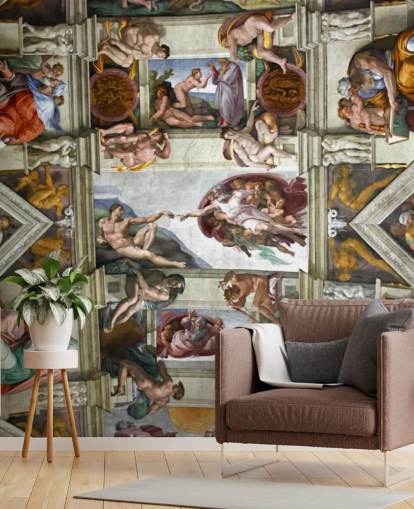 custom fine art wallpaper mural called Rome's Sistine Chapel for bedroom ceilings 