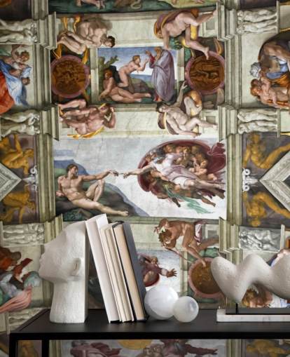 papier peint mural d'art personnalisé appelé la chapelle Sixtine de Rome pour les plafonds des chambres 