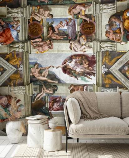papier peint mural d'art personnalisé appelé la chapelle Sixtine de Rome pour les plafonds des chambres 