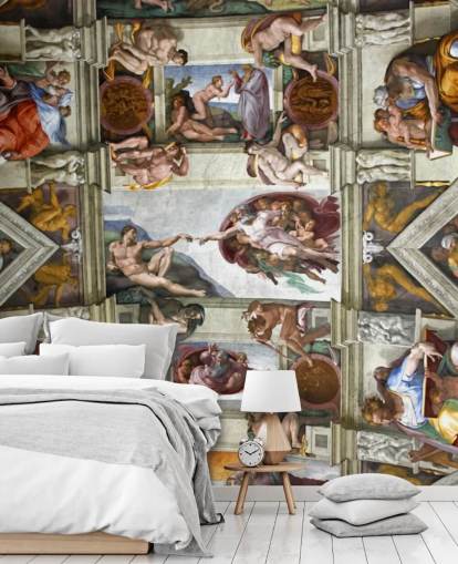mural de papel pintado personalizado de bellas artes llamado Capilla Sixtina de Roma para techos de dormitorios 
