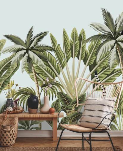 flamingo, monkey, lemur and toucan in jungle wallpaper flamingo, monkey, lemur and toucan in jungle wallpaper