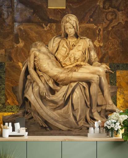 Michaelangelo Pieta Sculpture Vaticaan Rome Italië muurschildering