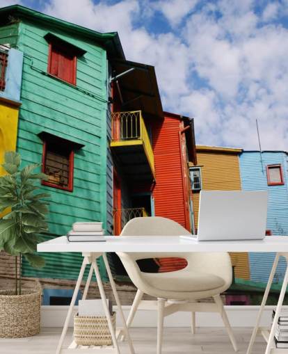 färgglada målade hus tapeter