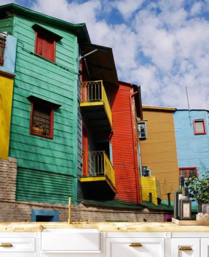 papier peint de maisons peintes colorées