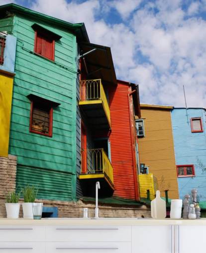 papel pintado colorido casas pintadas