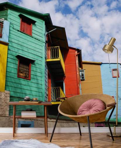 colourful painted houses wallpaper