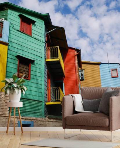 papel pintado colorido casas pintadas