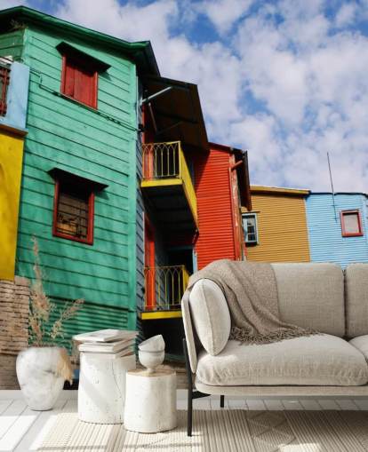 colourful painted houses wallpaper