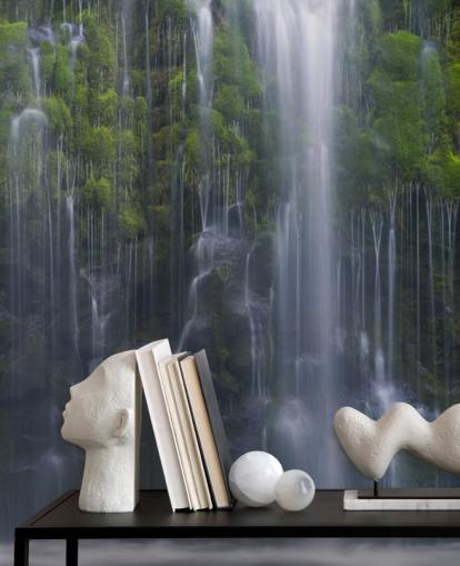 lots of waterfalls and greenery wallpaper