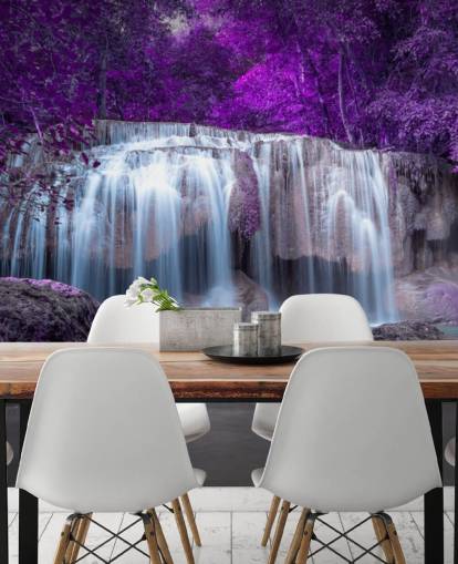 lila Blatt Wasserfall Tapete