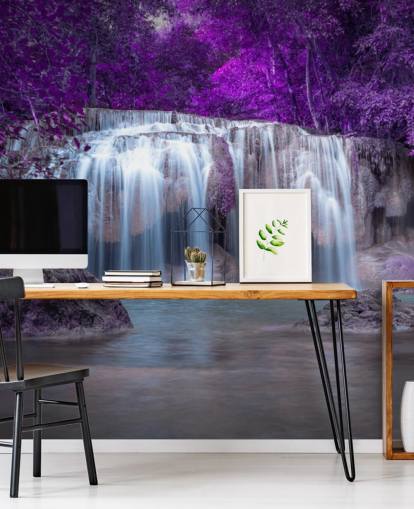 lila Blatt Wasserfall Tapete
