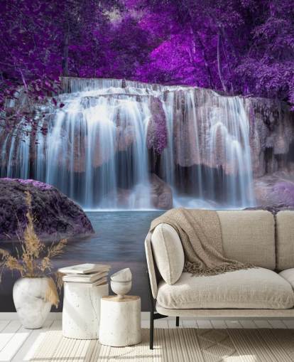 lila Blatt Wasserfall Tapete
