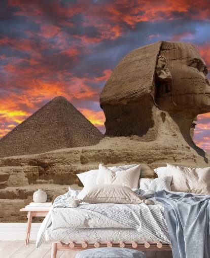 Pyramid and Sphinx at Sunset mural