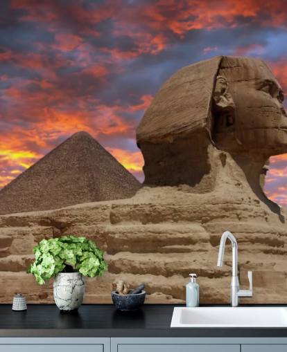 Pyramid and Sphinx at Sunset mural