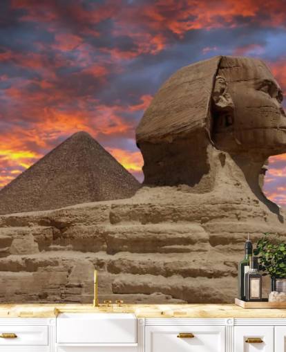 Pyramid and Sphinx at Sunset mural