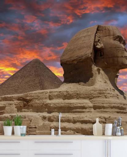 Pyramid and Sphinx at Sunset mural
