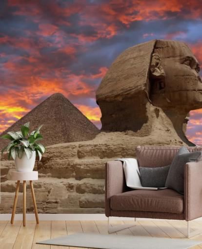 Pyramid and Sphinx at Sunset mural