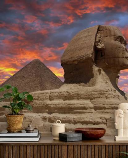 Pyramid and Sphinx at Sunset mural
