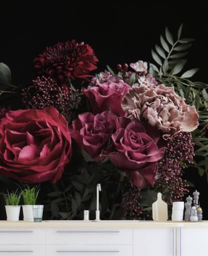 fiori rosa e rossi su sfondo nero carta da parati fiori rosa e rossi su sfondo nero carta da parati