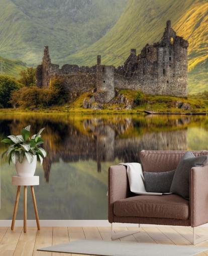 skotska slott ruiner av en loch tapet