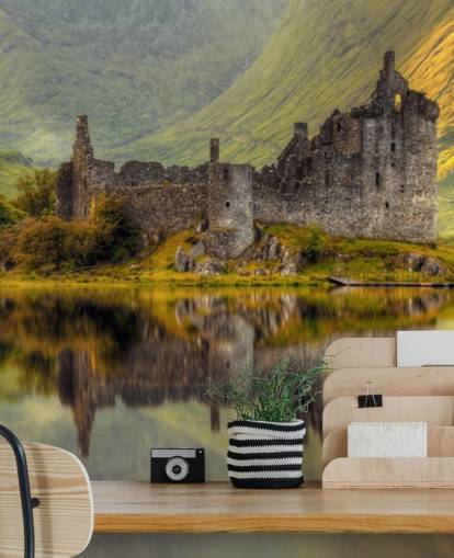 skotska slott ruiner av en loch tapet