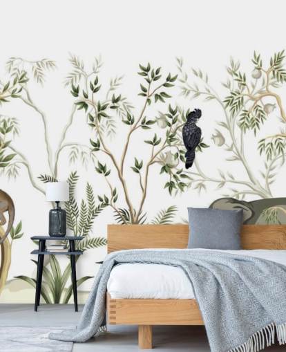 elephant, monkeys and and bird jungle wallpaper elephant, monkeys and and bird jungle wallpaper