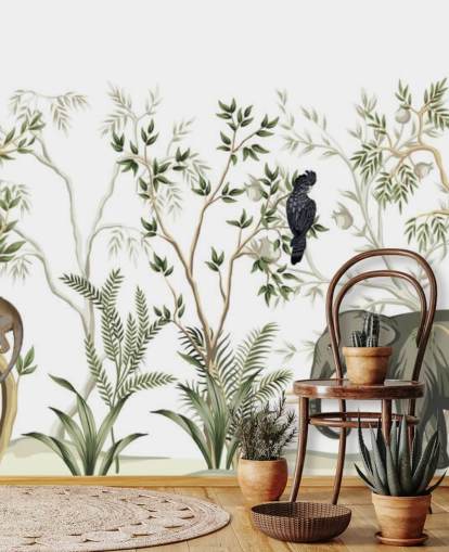 elephant, monkeys and and bird jungle wallpaper elephant, monkeys and and bird jungle wallpaper