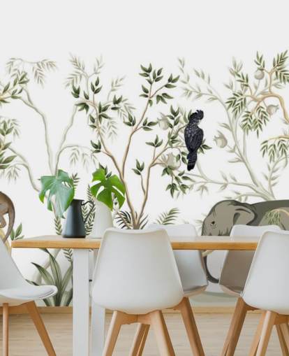 elephant, monkeys and and bird jungle wallpaper elephant, monkeys and and bird jungle wallpaper