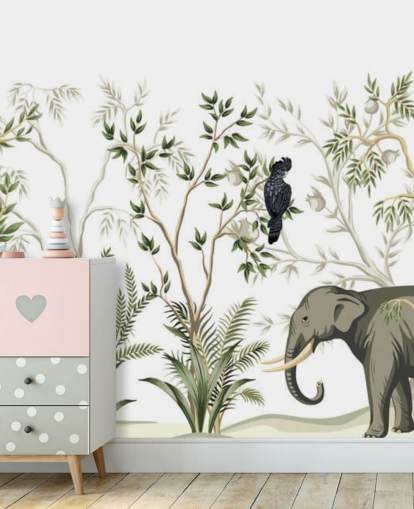 elephant, monkeys and and bird jungle wallpaper elephant, monkeys and and bird jungle wallpaper