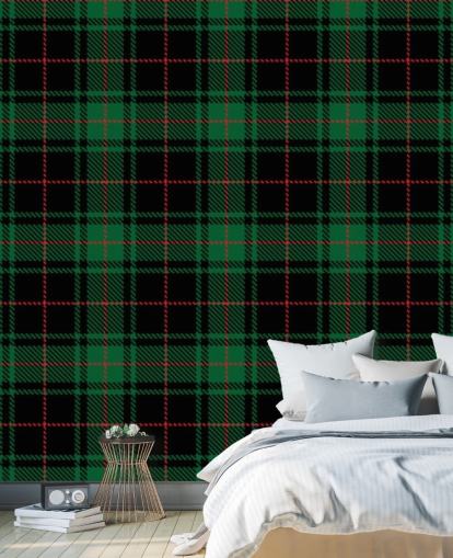 carta da parati tartan verde e rosso