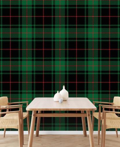 papier peint tartan vert et rouge