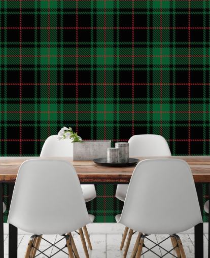 grüne und rote Tartan-Tapete